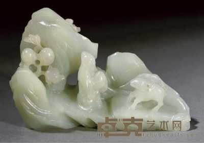 19th/20th Century A pale celadon jade mountain group 